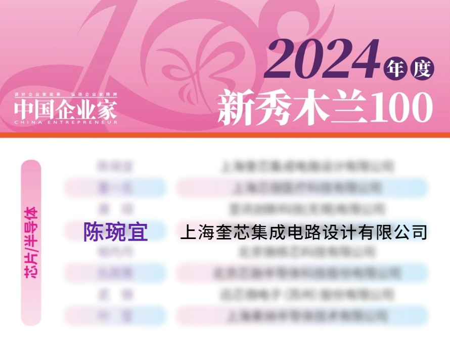 奎芯科技董事长陈琬宜上榜“2024年度新秀木兰100”,展现商界女性新风采 奎芯科技董事长陈琬宜上榜“2024年度新秀木兰100”,展现商界女性新风采